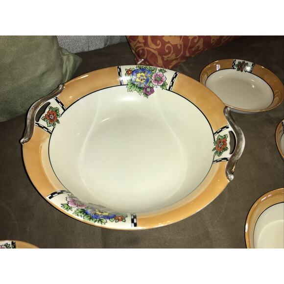 Beautiful Vintage Noritake Hand-Painted Japan Berry Bowl Set 6 Piece Set, EUC - Picture 2 of 10